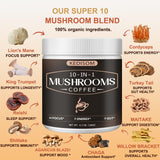 KEDISOM 10 in 1 Mushrooms Coffee, Instant Mushroom Coffee Powder with Lion's Mane, Cordyceps, Reishi, Shiitake, Turkey Tail, King Trumpet, for Focus