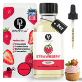 Dolce Flav Strawberry Extract - 2 Ounce Oil-Soluble Kosher, Sugar-Free, Concentrated Berry Flavor for Candy, Chocolates & Desserts, Includes Measured