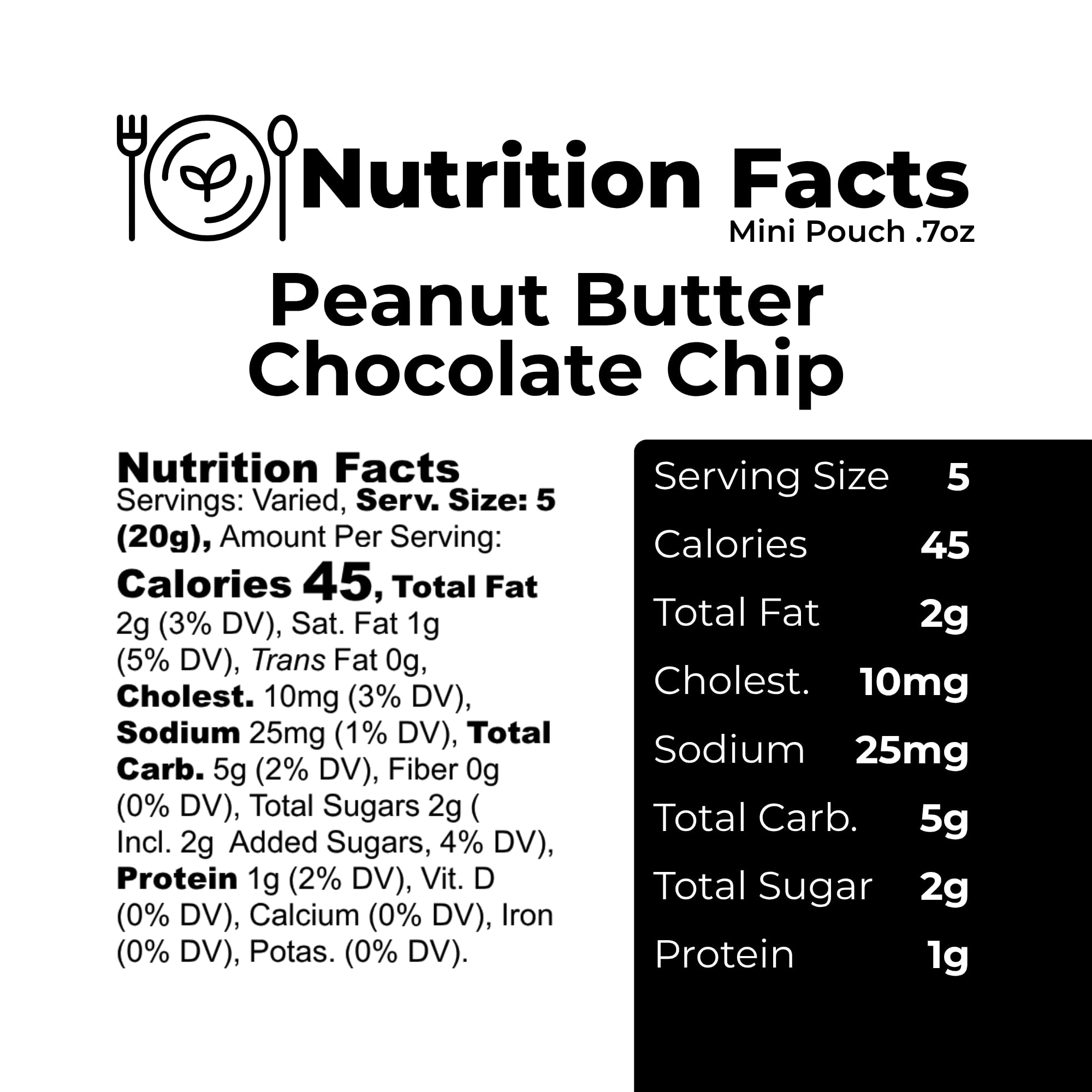 The Panza Peanut Butter Chocolate Chip Gourmet Cookie Snack Thin & Crispy | Organic, Non-GMO, 100% Natural Ingredients | Mini Pouch 0.7 oz