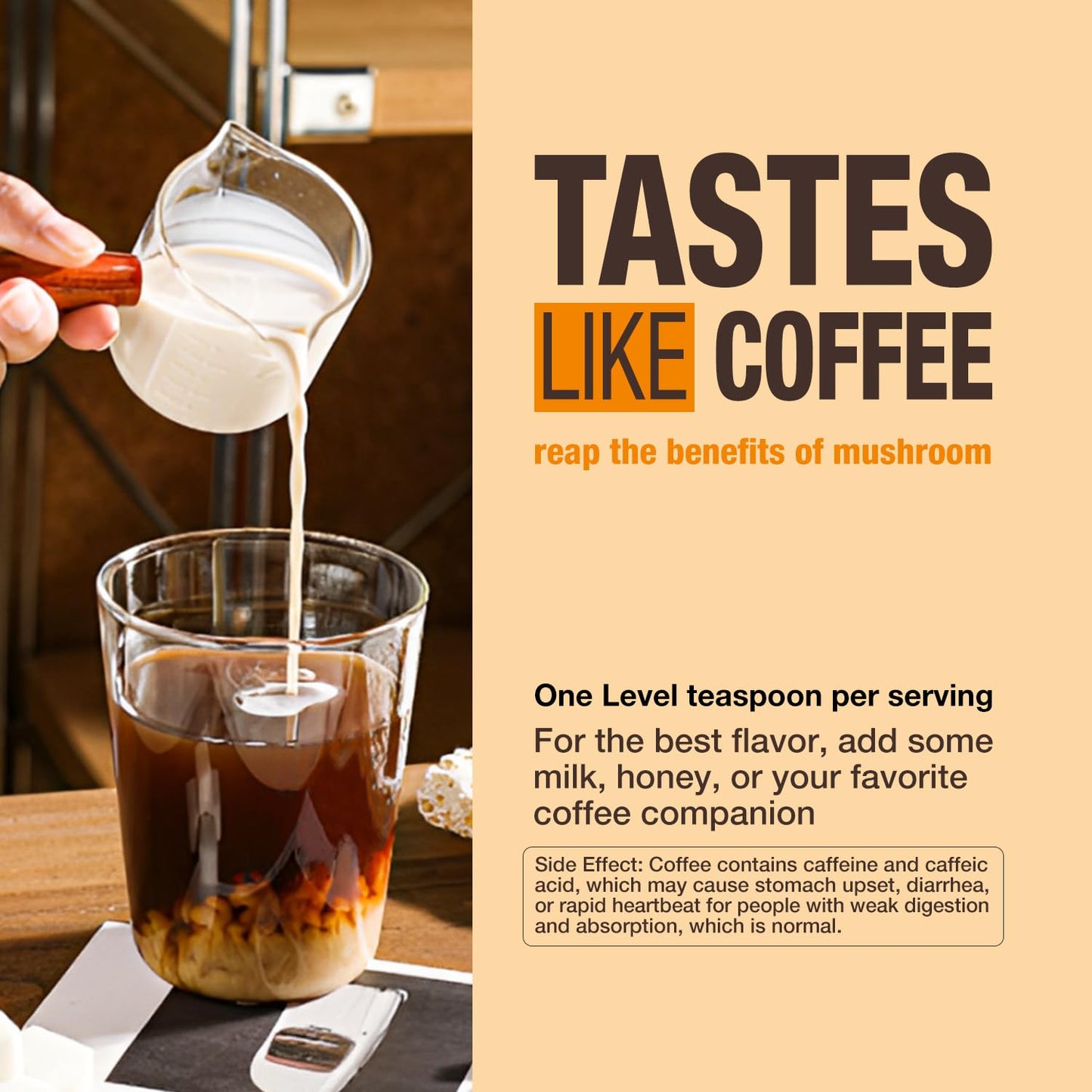 Organic Mushroom Coffee - 30% Beta-Glucans, Arabica Instant Coffee Infused with Fungipure™ Mushrooms - Lions Mane, Reishi, Turkey Tail, 72 Grams - 36