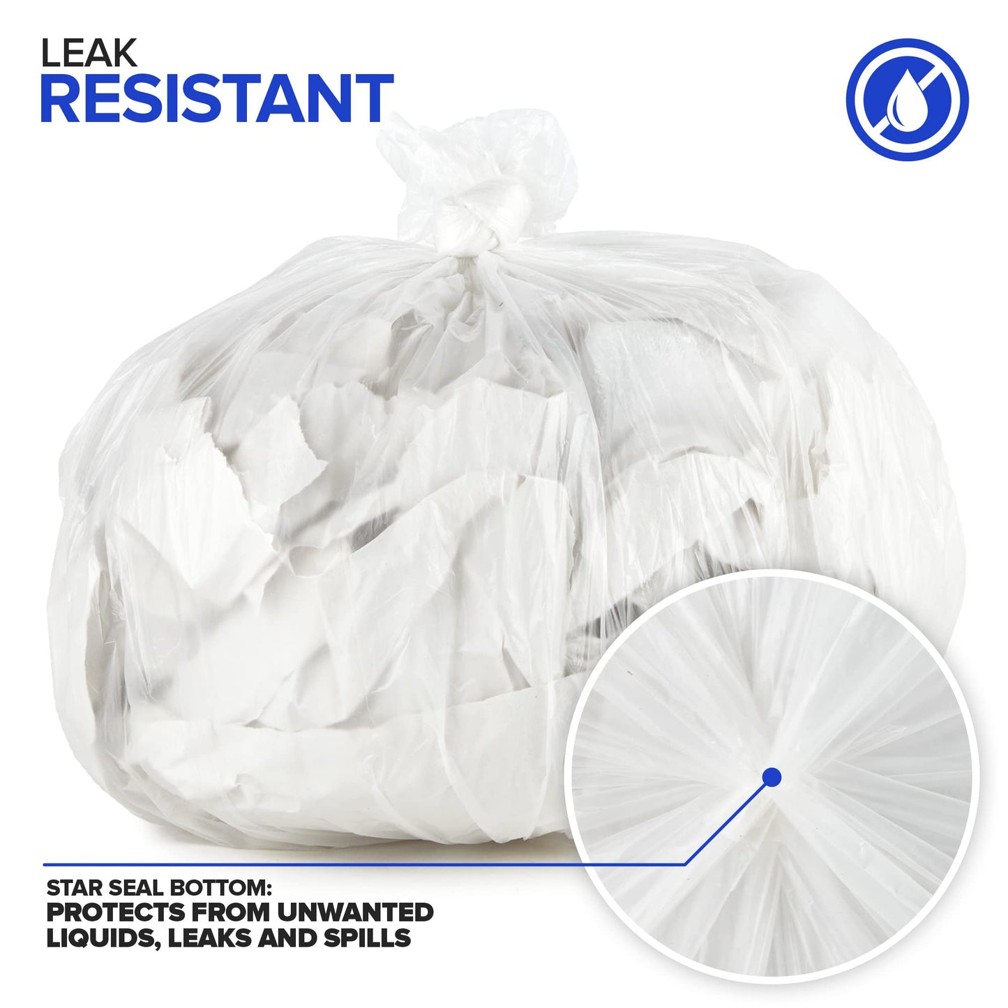 Stock Your Home Clear 2 Gallon Trash Bag (200 Pack) Un-Scented Small Garbage Bags for Bathroom Can, Mini Waste Basket Liner, Plastic Liners for Office