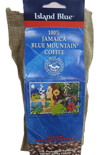 Island Blue's 100% Jamaica Blue Mountain Roasted and Ground Coffee - Blue Mountain Coffee, Jamaican Blue Mountain Coffee Beans, Roasted and Ground