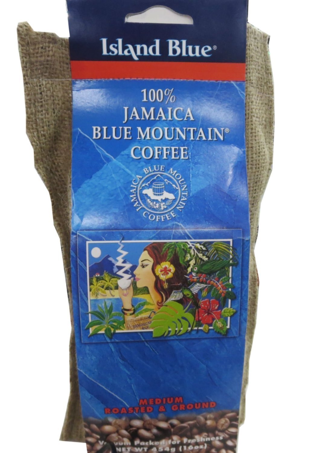 Island Blue's 100% Jamaica Blue Mountain Roasted and Ground Coffee - Blue Mountain Coffee, Jamaican Blue Mountain Coffee Beans, Roasted and Ground
