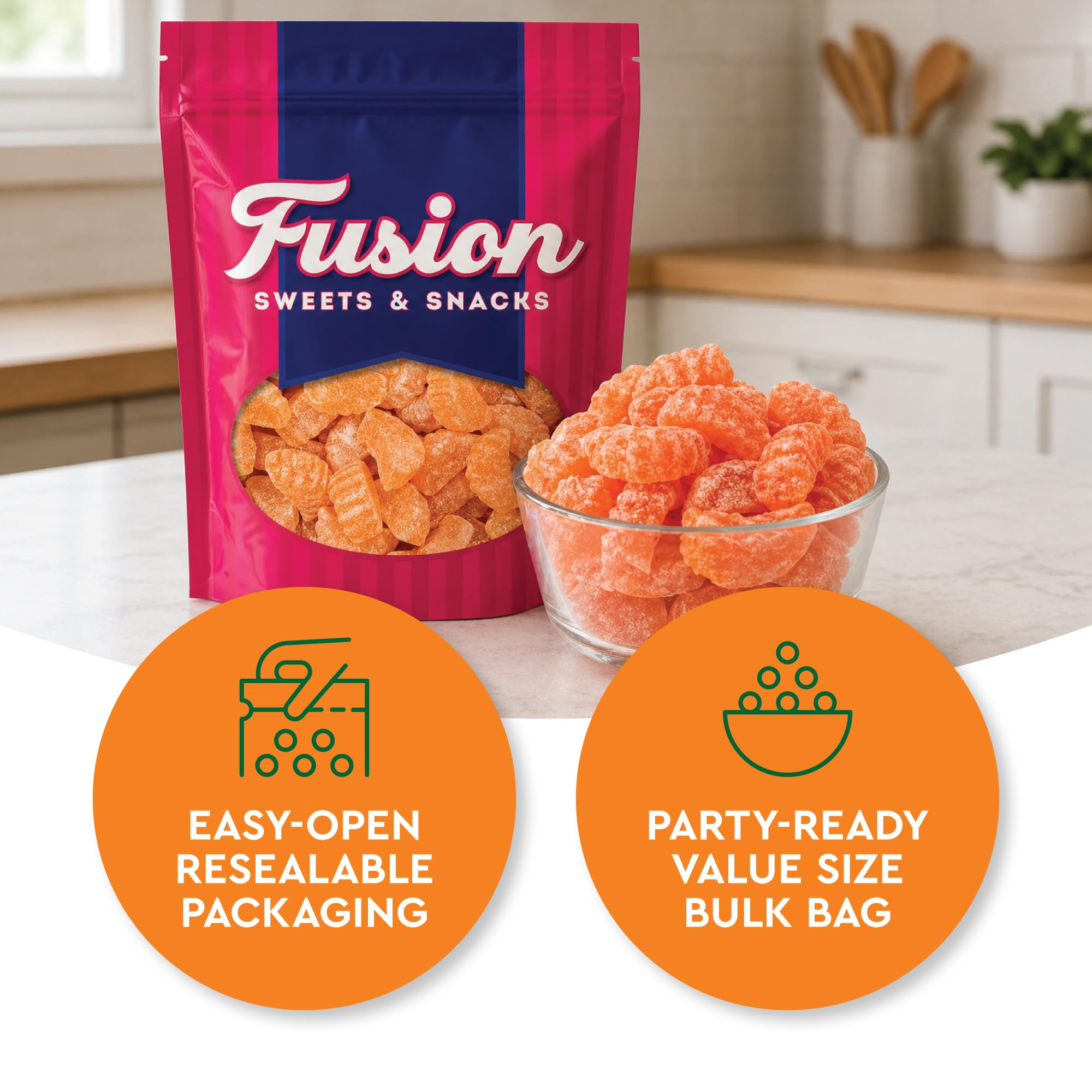 Orange Slices Candy - 2 Pound Bulk Bag - Approx 70 Count | Orange Jelly Candy, Nostalgic Fruit Slices | Office Bowls, Buffets, Snacking & More