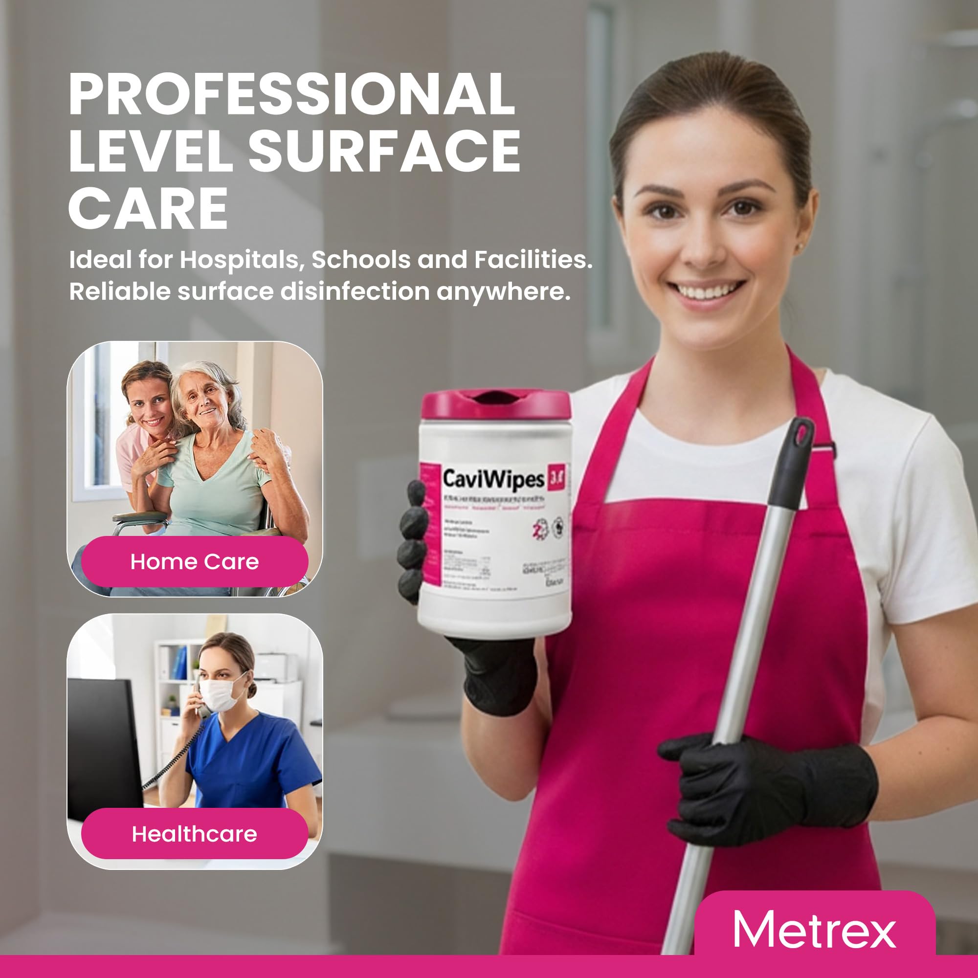 Metrex - CaviWipes 2.0 Disinfecting Wipes for Healthcare, Dental & Clinical Use - Manual Pull, Pre-Moistened, Non-Sterile, Disposable 6" x 6.75" - 160
