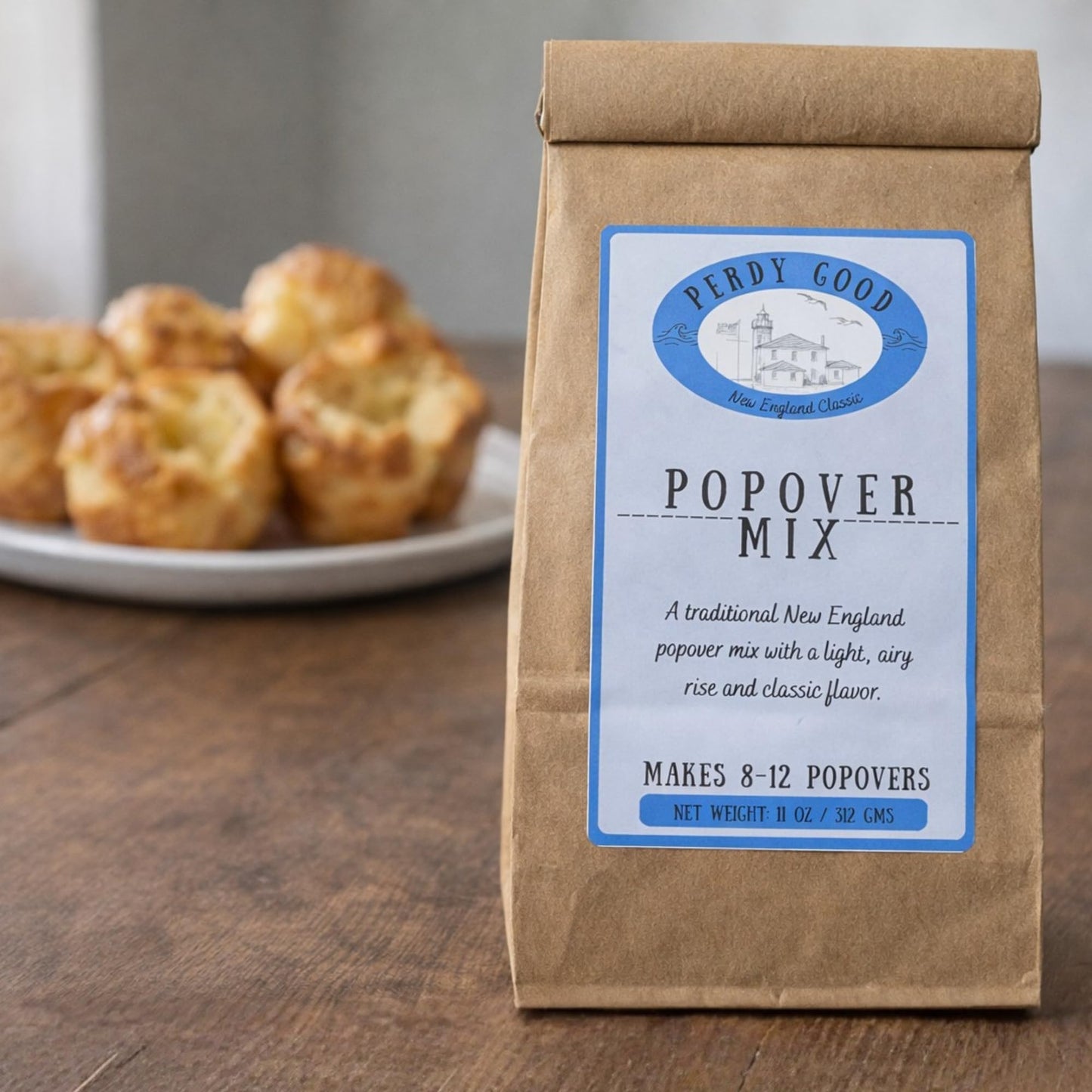 Perdy Good Blue Ribbon Popover Mix - Traditional New England Popovers (11 oz) - Made in Maine - All Natural Popover Baking Mix