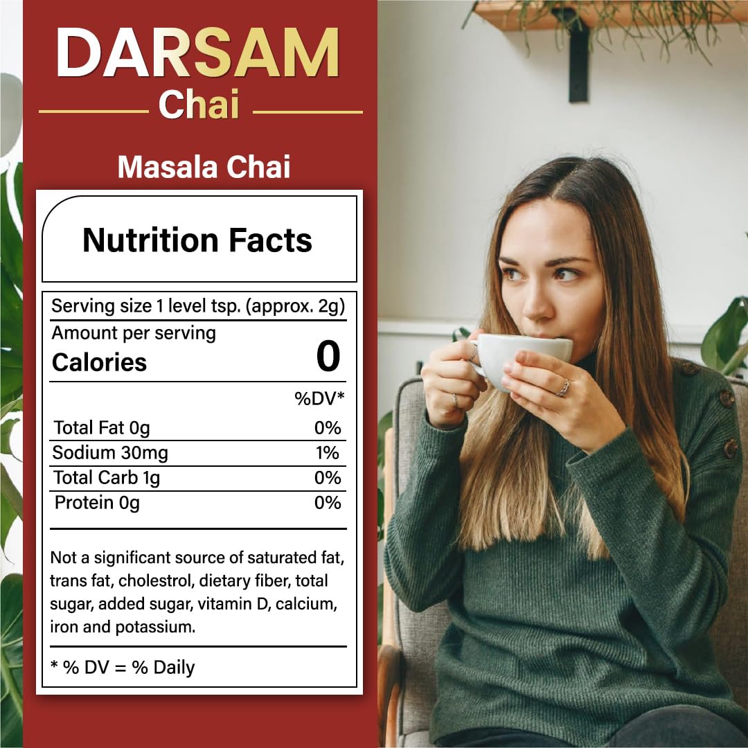 Darsam Masala Chai - 8.8oz (250g) | Premium Assam Black Tea with Cardamom, Cinnamon, Cloves, Ginger & Black Pepper | Freshness Locked in Airtight PET