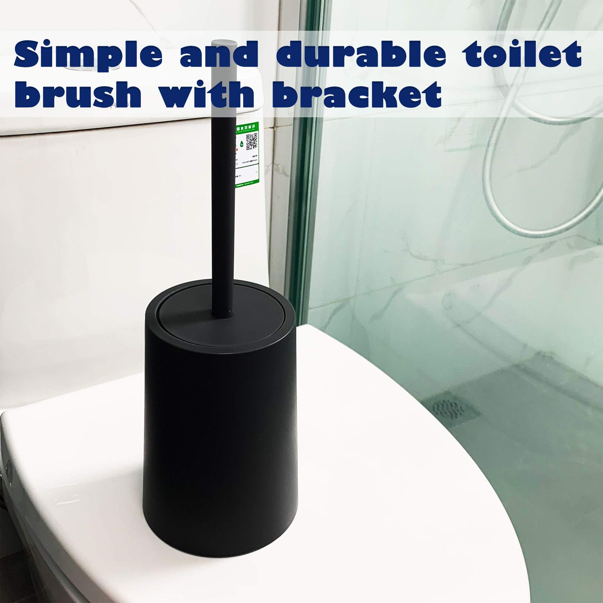 Toilet Brush and Holder,Dirt-Resistant and Durable Black Nylon Bristles,Toilet Bowl Brush with Waterproof Handle, Bathroom Deep Cleaning Tool (Black)