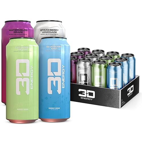 3D Sugar-Free Energy Drinks, Variety Pack - Clean Energy Drink with 200mg Caffeine, Taurine & L-Carnitine - Pre Workout Fitness Drink for Gym