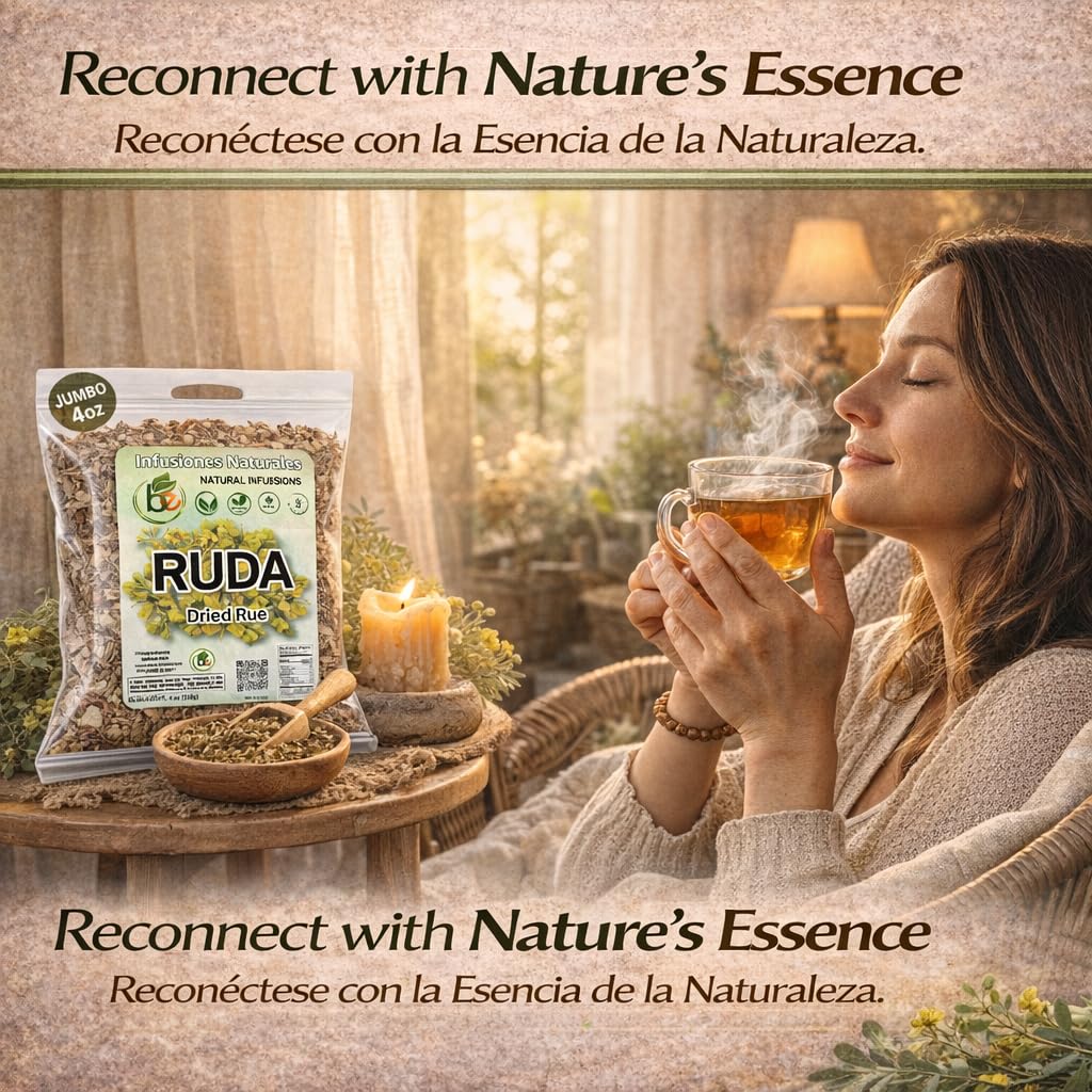 Ruda Seca Herbal Tea (4 oz) - 100% Natural Rue Dried Herbs (Ruta graveolens) - Traditional Botanical Infusion - Wildcrafted Loose Leaf