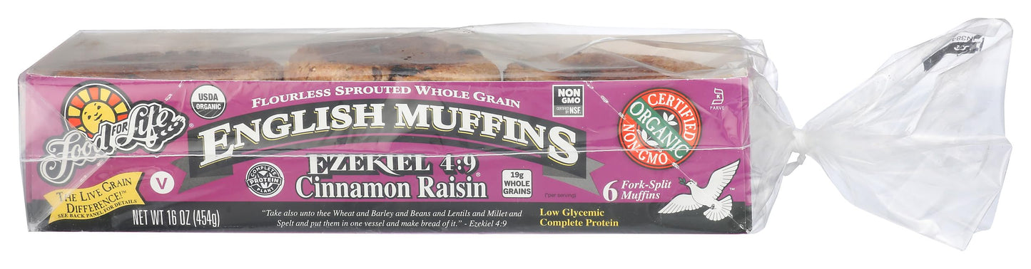 Food for Life Organic Ezekiel Cinnamon Raisin English Muffins, 16 OZ