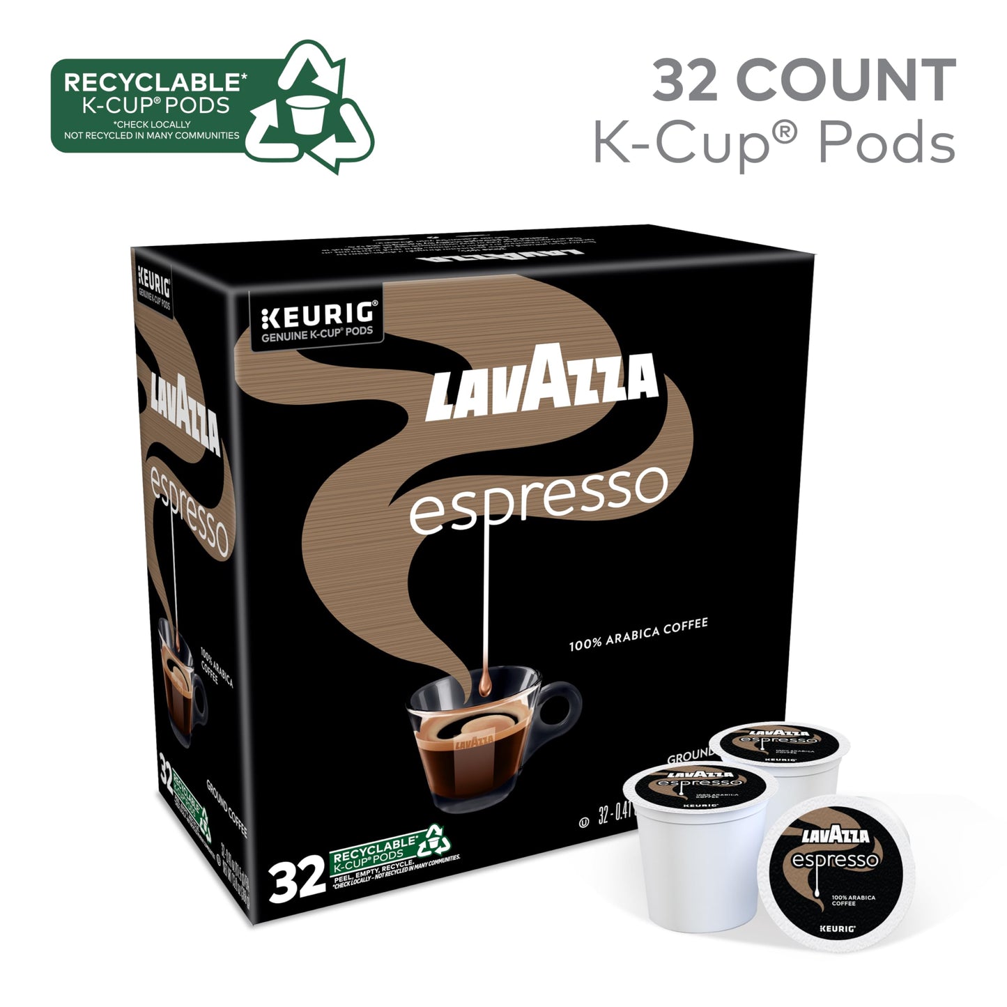 Lavazza Espresso Keurig K-Cup® Pods, Medium Roast, 100% Arabica (32 Pods)