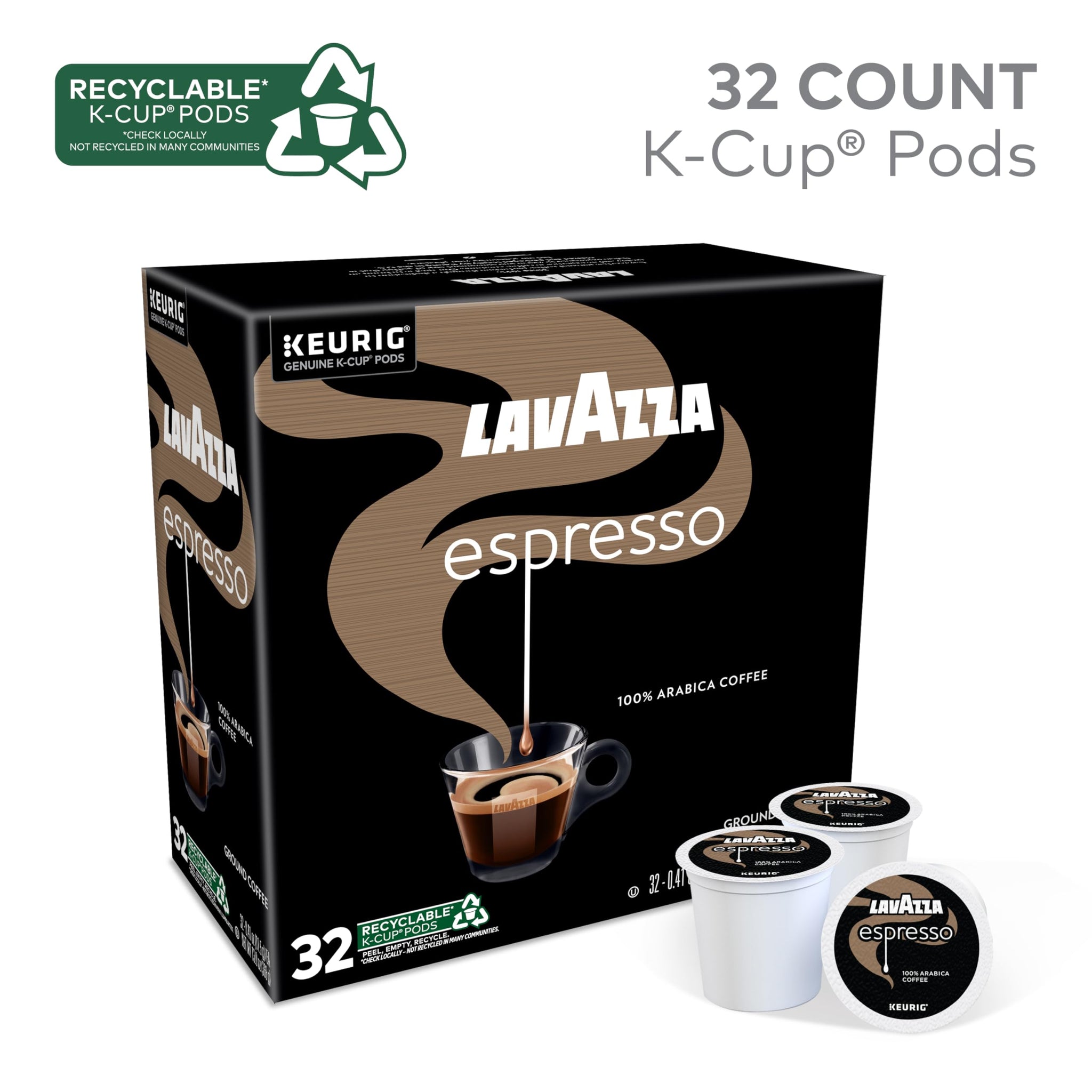 Lavazza Espresso Keurig K-Cup® Pods, Medium Roast, 100% Arabica (32 Pods)
