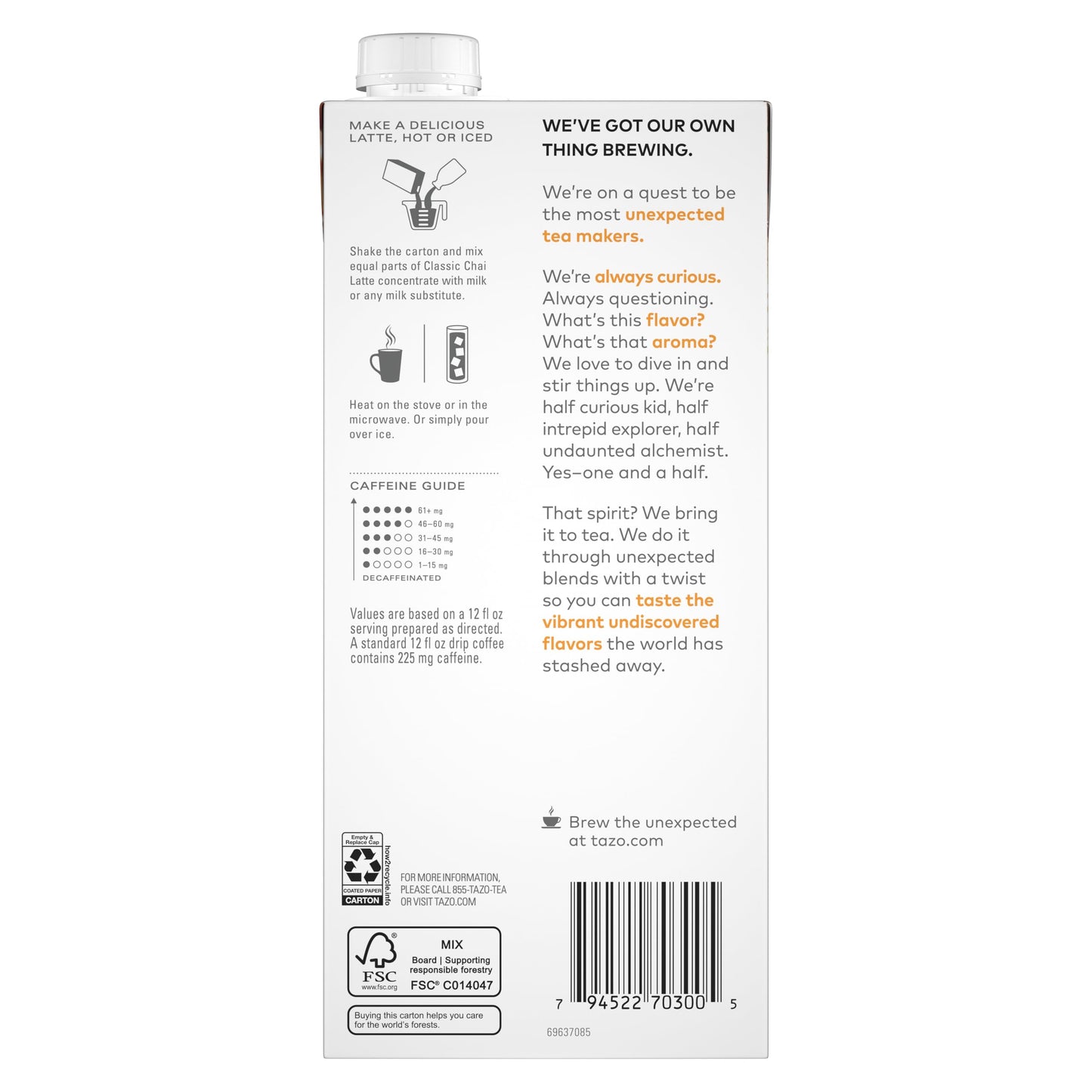 Tazo Chai Tea Latte Concentrate, 32 Fl Oz (Pack of 3)