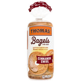 Thomas' Cinnamon Swirl Bagels, 6 count, (3.0 oz each), 9g Protein, Kosher Cinnamon Bagels, 18 oz Bag