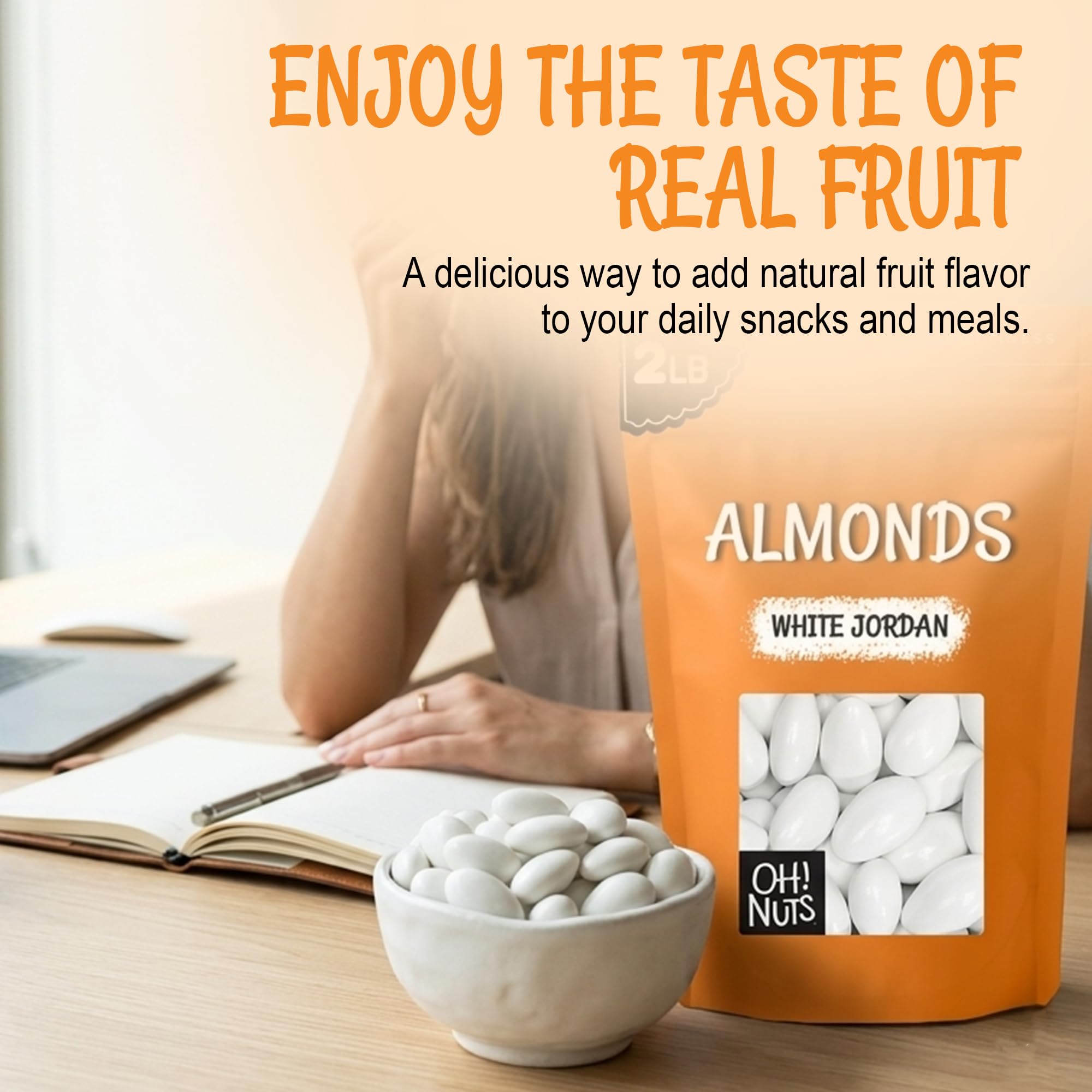 Oh! Nuts White Jordan Almonds - 2 lb - For Easter, Weddings, Baby Showers & Birth - Packed in New York Zip-Seal Bag for Exceptional Freshness