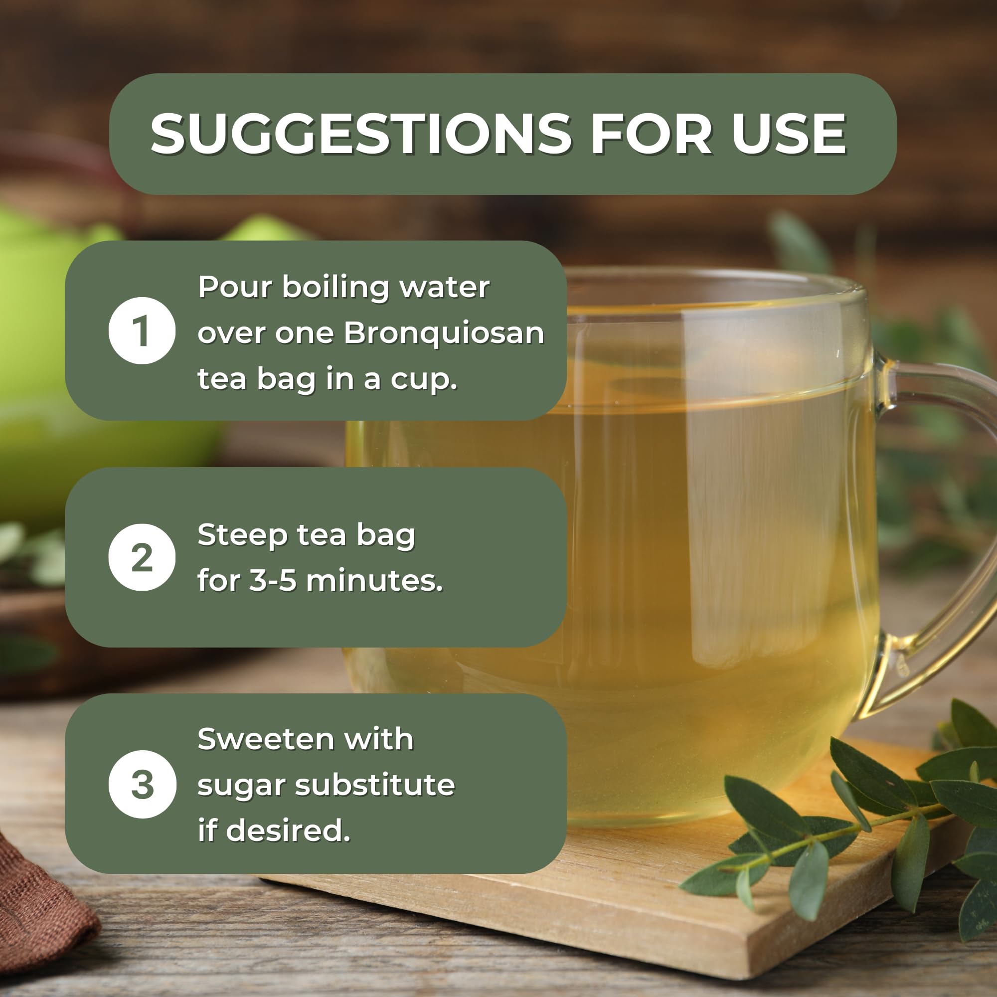 Hanan Bronchial Wellness 25 Tea Bags - Bronquiosan for Respiratory Lung Health Blend of Dried Eucalyptus Leaves, Cat's Claw Herbal Supplement