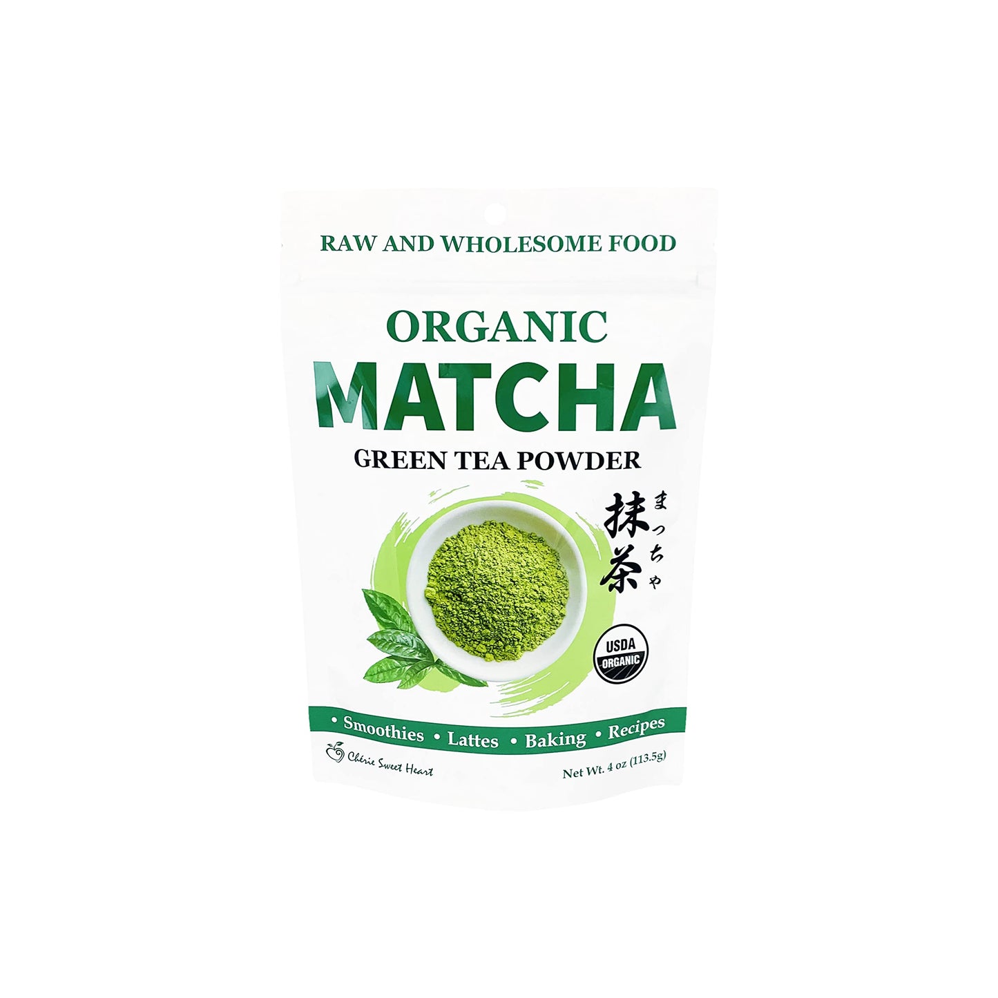 Chérie Sweet Heart Organic Matcha Powder - Matcha Green Tea Powder For Cooking, Baking, Latte, Smoothie, Hot & Iced Drinks - Antioxidant-Rich, Helps