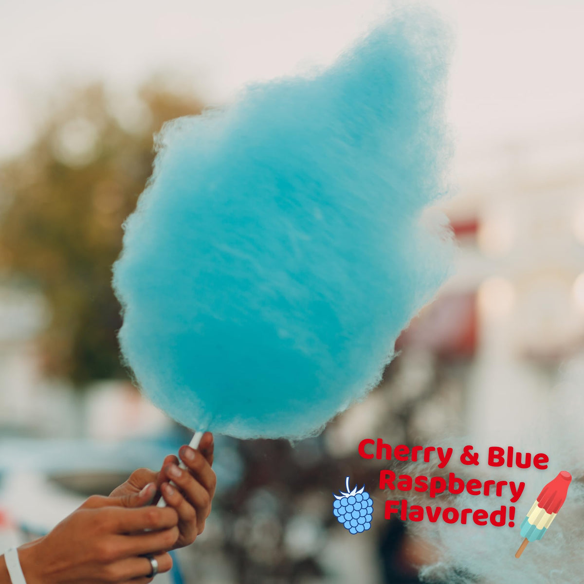 Cherry and Blue Raspberry Cotton Candy, Festive Independence Day Sugar Floss, (Pack of 6)