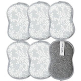 Bright Habits Sponge Set in Laurel Grey, 6 Pack Super Absorbent Washable Reusable Cleaning Sponges Made from Recycled Materials, Durable Eco Friendly