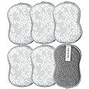 Bright Habits Sponge Set in Laurel Grey, 6 Pack Super Absorbent Washable Reusable Cleaning Sponges Made from Recycled Materials, Durable Eco Friendly