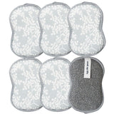 Bright Habits Sponge Set in Laurel Grey, 6 Pack Super Absorbent Washable Reusable Cleaning Sponges Made from Recycled Materials, Durable Eco Friendly