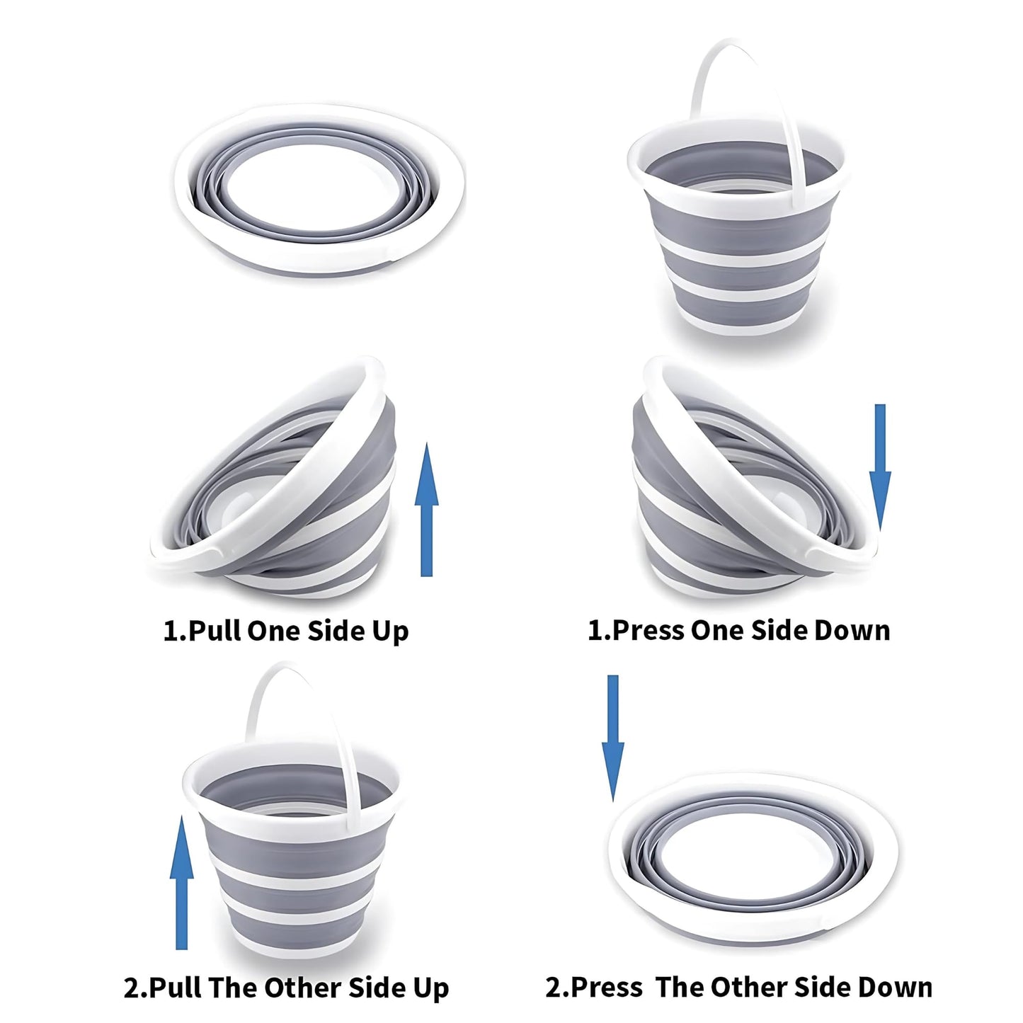 South Bend Components 2.6 Gallons Collapsible Bucket with Handle, Space Saving Design Portable Foldable Water Pail for Indoor/Outdoor, Mop, Boating