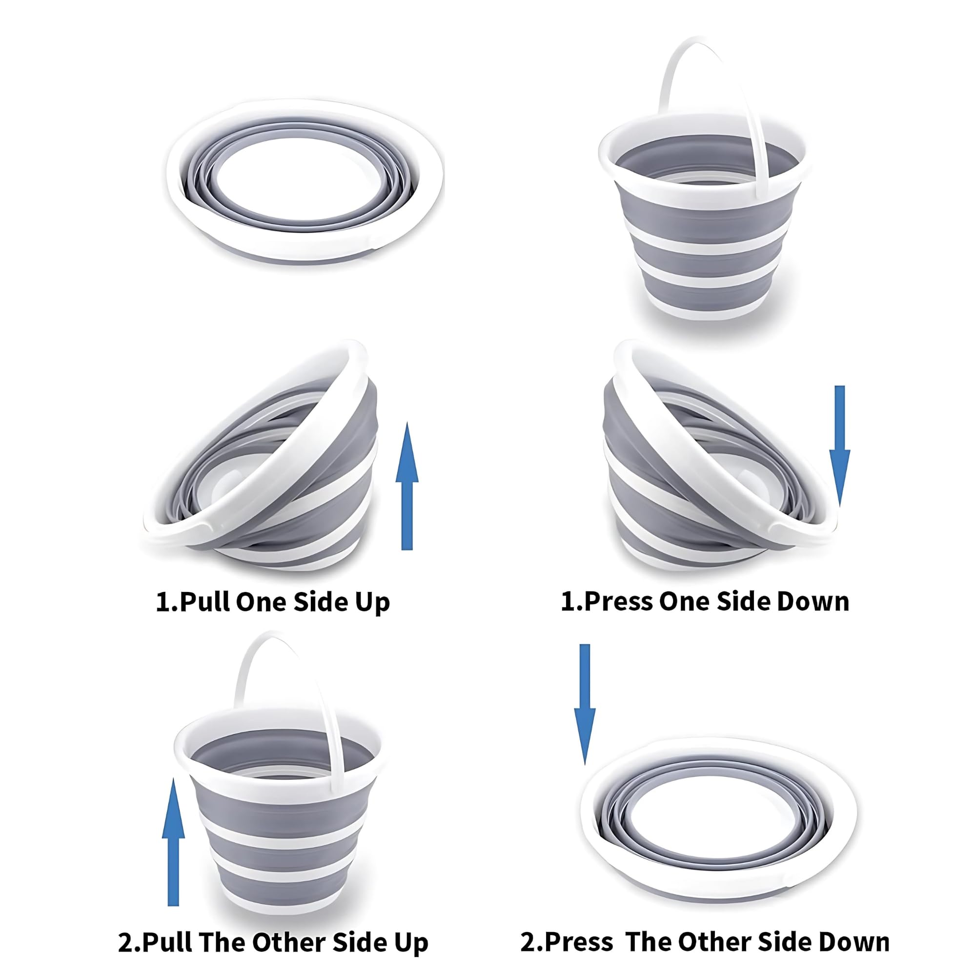 South Bend Components 2.6 Gallons Collapsible Bucket with Handle, Space Saving Design Portable Foldable Water Pail for Indoor/Outdoor, Mop, Boating