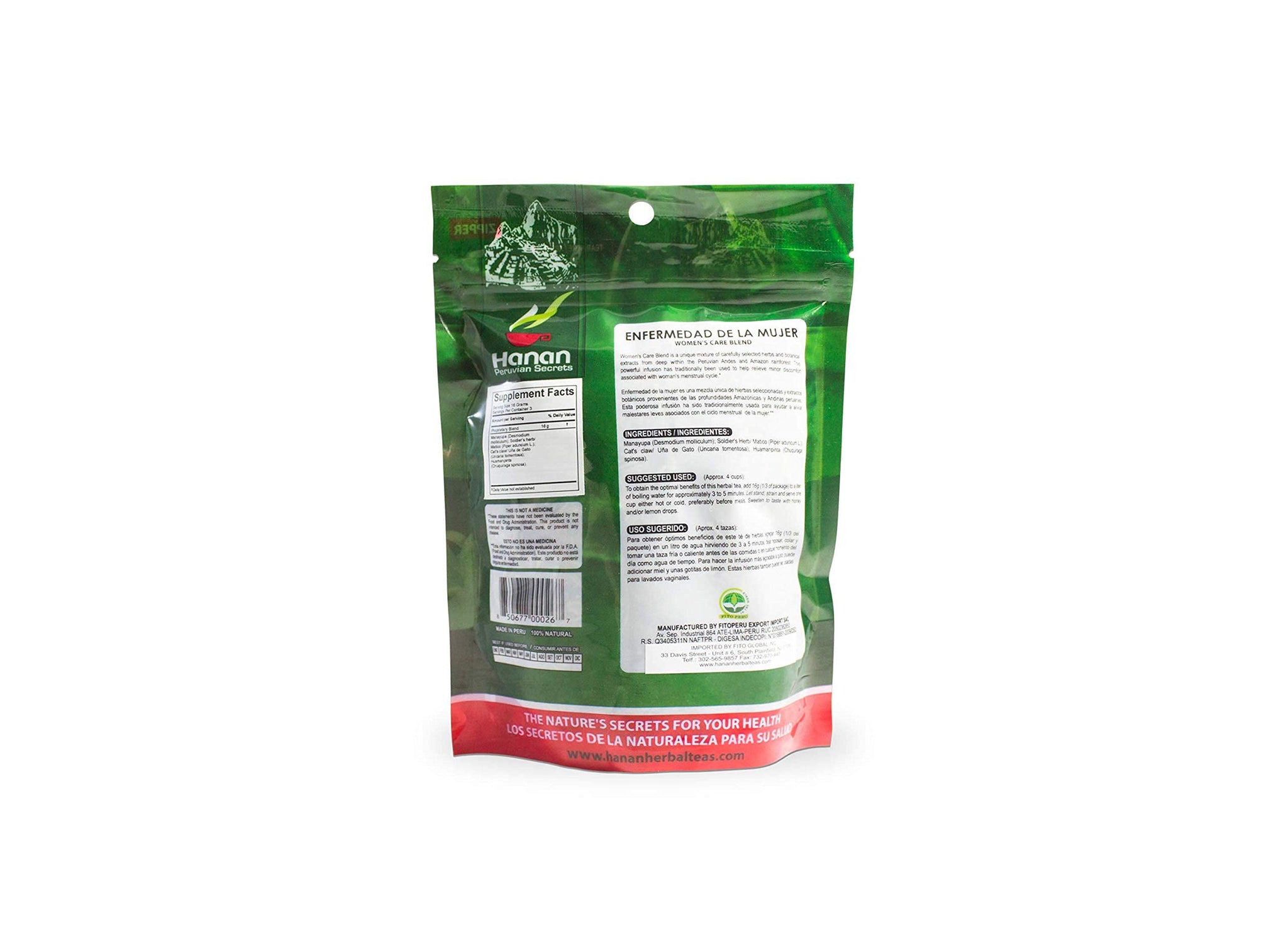 Hanan Peruvian Secrets Natural Women's Care Blend Enfermedad de la Mujer Herbal Tea | 100% | 1.76oz / 50g | Naturally Aids with Minor Discomfort