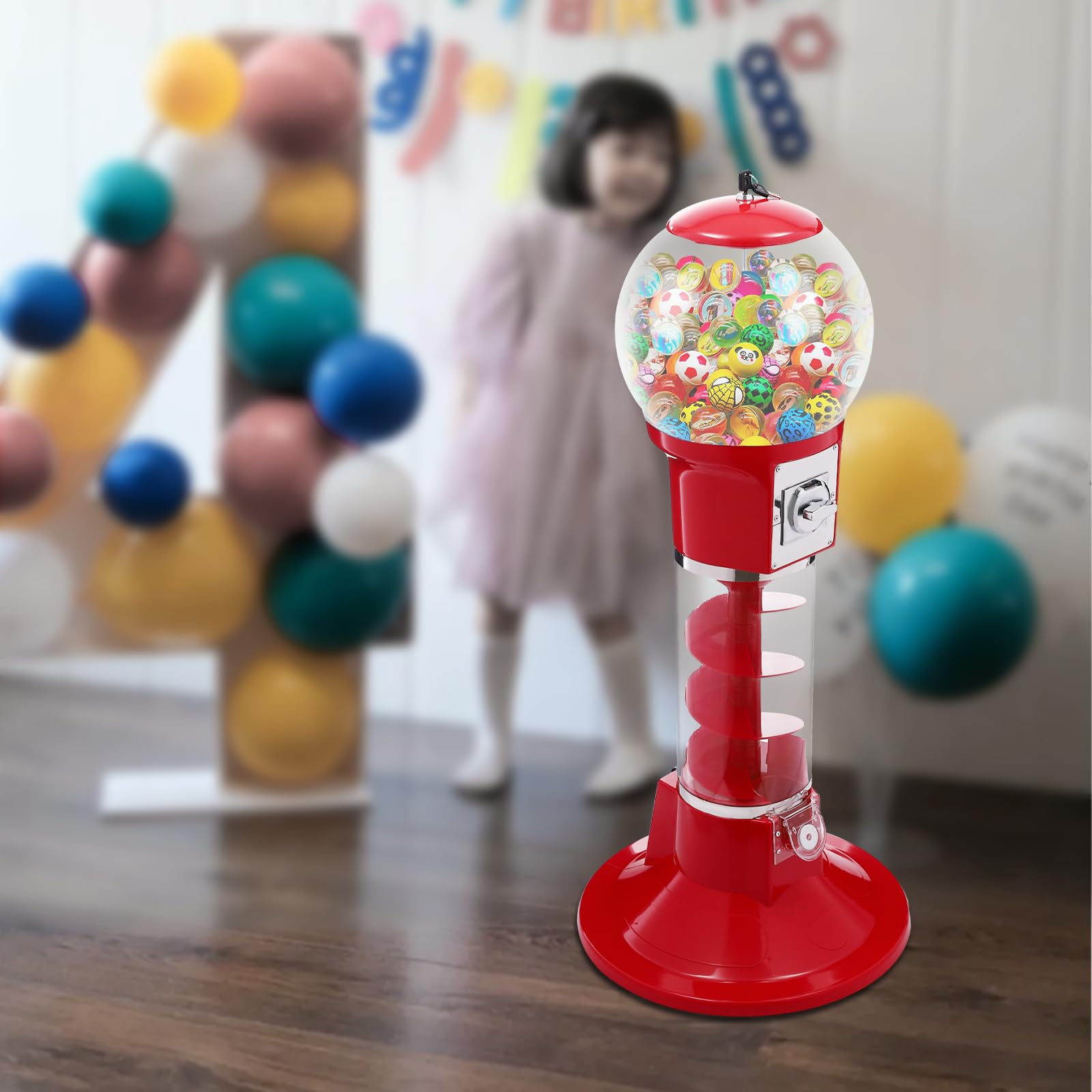 Vending Machine,Twister Ball Dispenser,Spiral Fun Gumball Bank Red Twister Ball Dispenser for Small Twister Balls,Capsule Toys