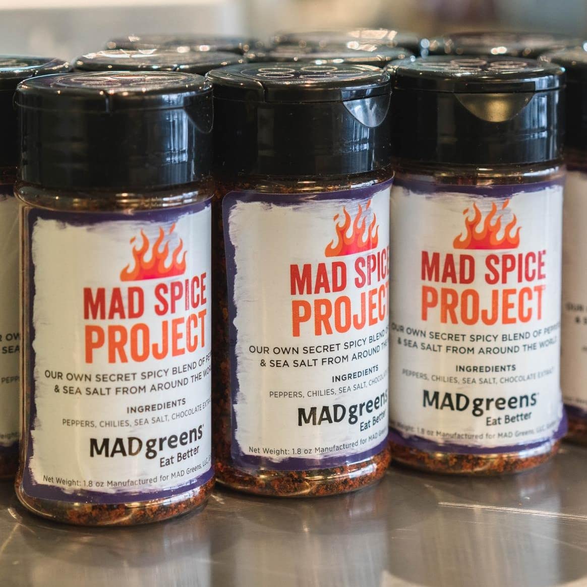MAD Greens MAD Spice Salad Seasoning, Secret Spice Blend with Peppers, Chilies, Sea Salt, and Chocolate Extract, Blended in the USA, No Sugar Added, 2