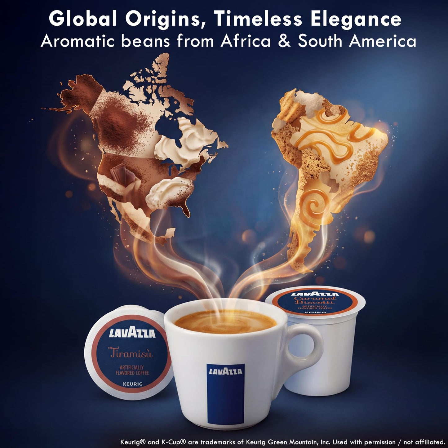 Lavazza Flavored K-Cup Coffee Pods Variety Pack for Keurig - Dessert Inspired Tiramisu & Caramel Biscotti, Light-Medium Roast, 40 Count (Pack of 2)