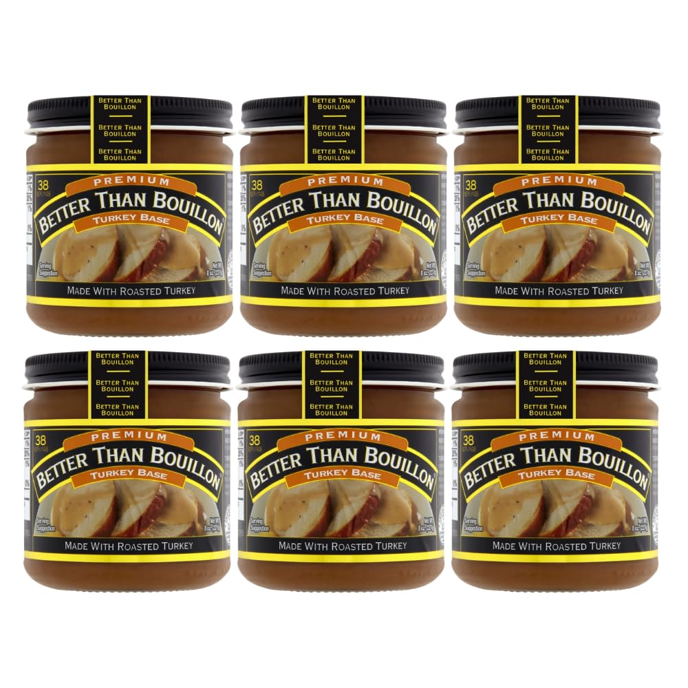 Better Than Bouillon Premium Turkey Base, Made with Roasted Turkey, 38 Servings Per Jar (8 Ounce (Pack of 6))