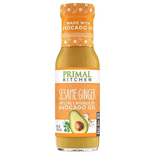 Primal Kitchen Sesame Ginger Vinaigrette & Marinade Salad Dressing made with Avocado Oil, Paleo Friendly & Keto Certified, 8 Fluid Ounces