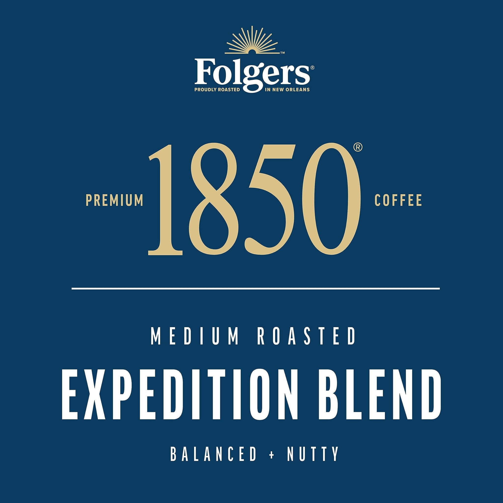 1850 by Folgers Pioneer Blend Medium Roast Coffee, 10 Keurig K-Cup Pods