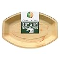 Charity Leaf Disposable Palm Leaf 13" x 9" Trays (10 pieces) Bamboo Like Serving Platters, Disposable Boards, Eco-Friendly Dinnerware For Weddings
