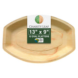 Charity Leaf Disposable Palm Leaf 13" x 9" Trays (10 pieces) Bamboo Like Serving Platters, Disposable Boards, Eco-Friendly Dinnerware For Weddings