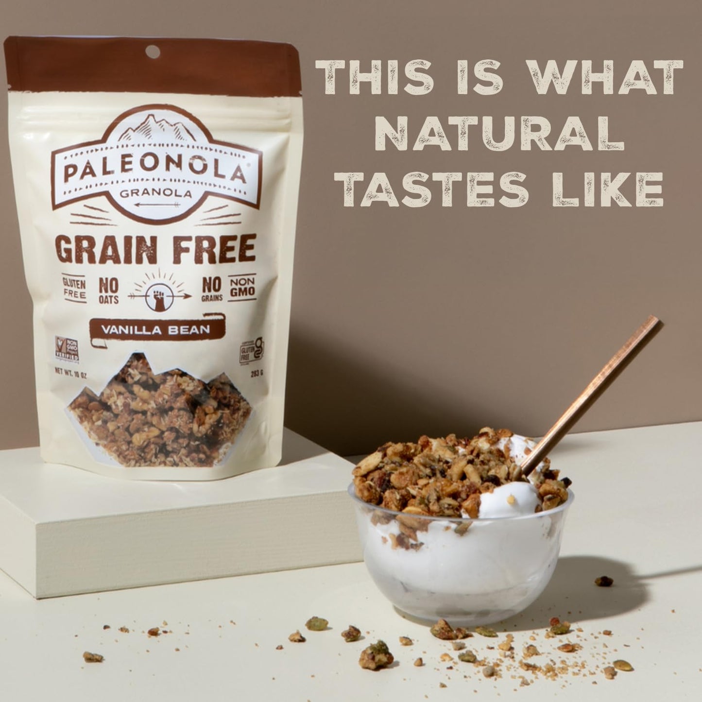 Paleonola Vanilla Bean Grain Free Granola, 10 Oz Resealable Bag (Pack of 1) - Grainless Paleo Granola Blended with Nuts, Seed & Vanilla Bean - Gluten & Dairy Free, Non-GMO, Low Carb Protein Granola