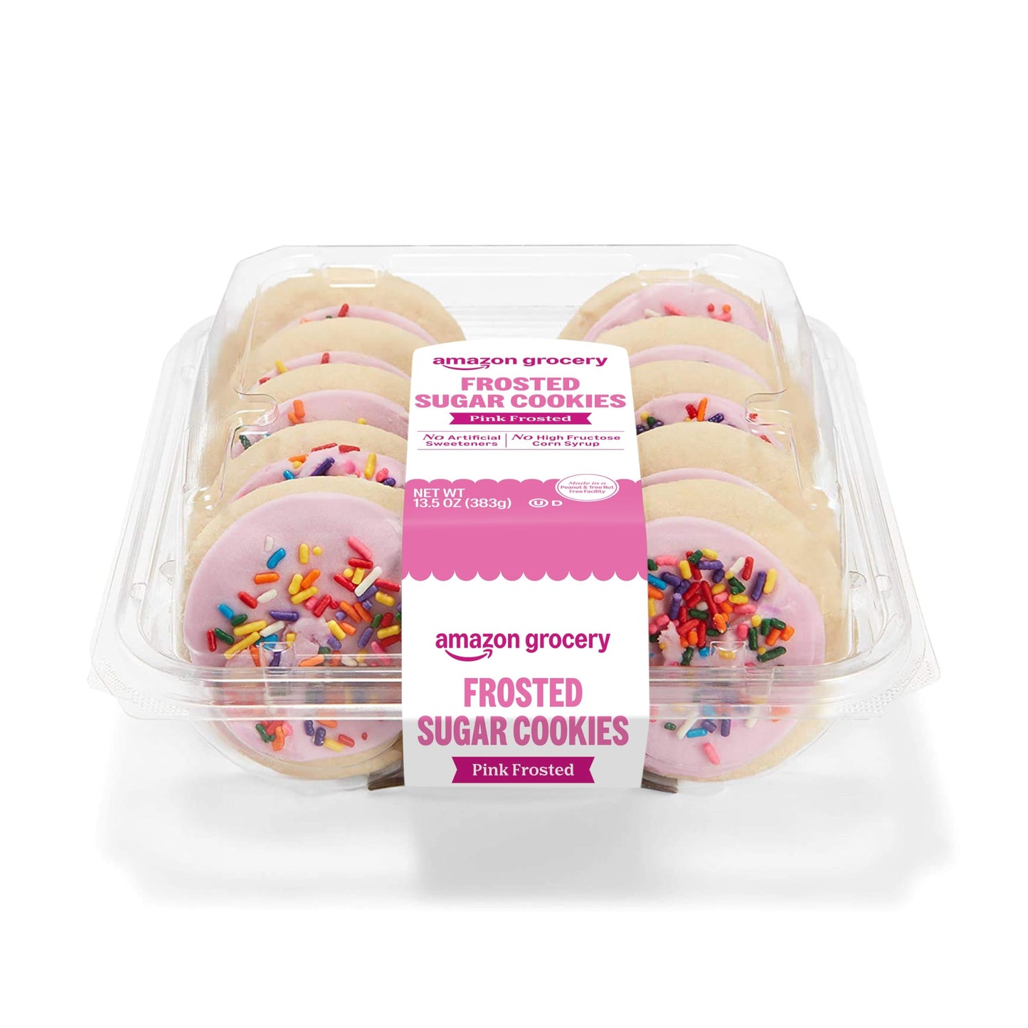 Amazon Grocery, Pink Frosted Sugar Cookies, 13.5 oz, 10 ct, Frozen (Previously Amazon Fresh, Packaging May Vary)