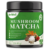 Mushroom Matcha Powder, Japanese Ceremonial Matcha Infused With 7 Superfood Mushrooms, MCT Oil, Coconut Milk Powder, Natural, Gluten Free, Taste Great