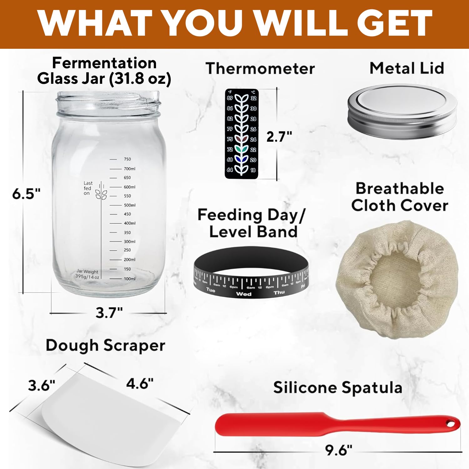 Ultimate Sourdough Starter Jar Kit 31.8 oz - Reusable Jar for Easy Bread Baking - Perfect to Make Your Sour Dough Starter - Easy to Use & Clean