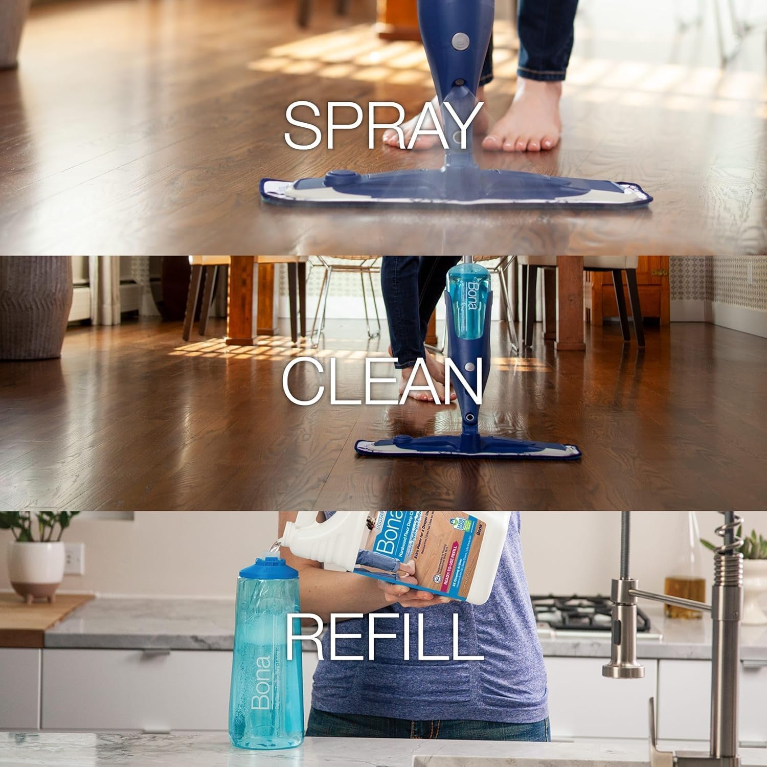Bona PowerPlus Hardwood Floor Deep Cleaner Refill - 128 fl oz - Refill for Bona Spray Mops and Spray Bottles - Residue-Free Floor Cleaning Solution