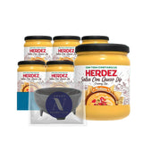 Herdez - Lavinia Essentials Bundle: 4-Pack of Dip Salsa Queso Medium, 15oz Glass Jar + 1 Utility Prop.