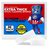 STK 20 Pack Extra Thick Magic Cleaning Pads - Eraser Sponge for All Surfaces - Kitchen-Bathroom-Furniture-Leather-Car-Steel - Just Add Water to Erase
