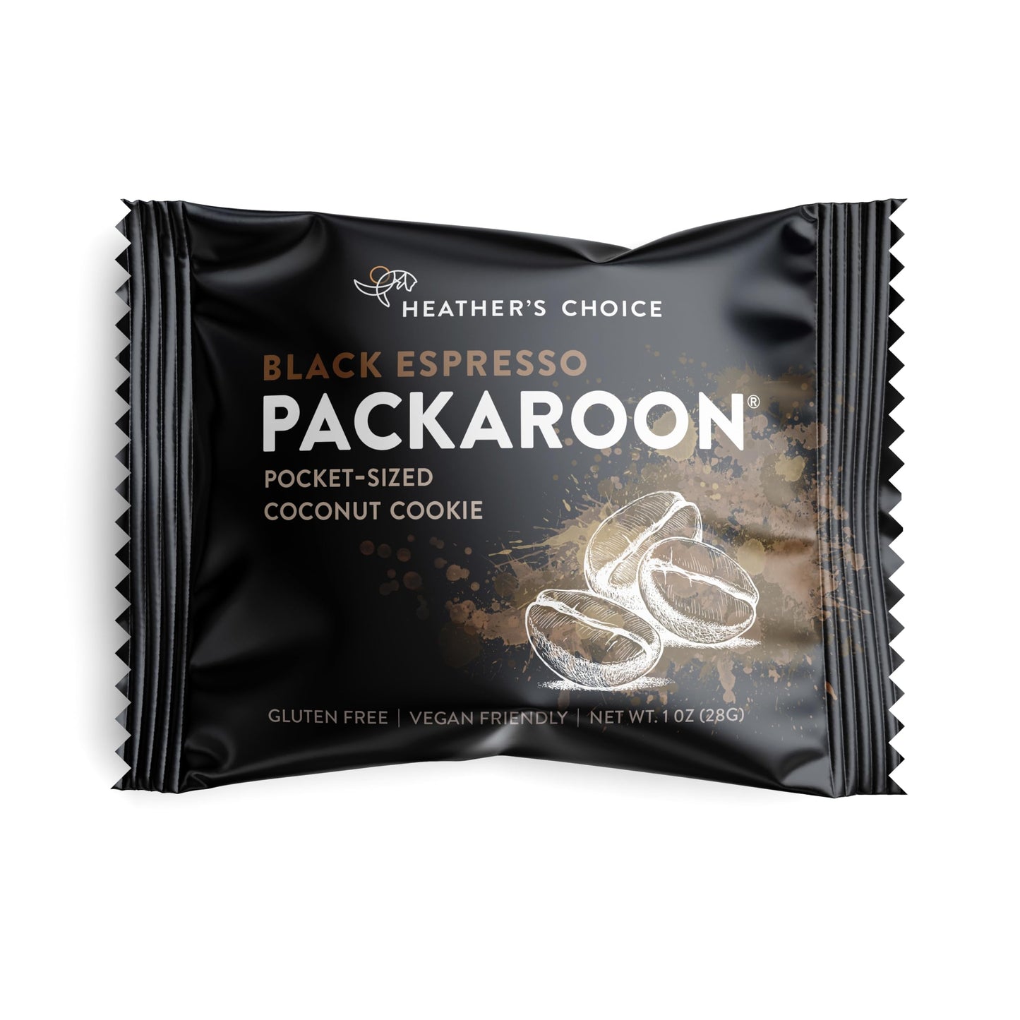 Heather's Choice Packaroons, Vegan Gluten-Free Individually Wrapped Snacks for Backpacking, Camping, Hiking and Travel (Black Espresso, 8-pack)