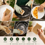 Natural Brown Cellulose Kitchen Sponges, 12 Pack - Plant-Based Coconut Dish Sponge, Non-Scratch Scrubber, Compostable & Biodegradable Eco-Friendly
