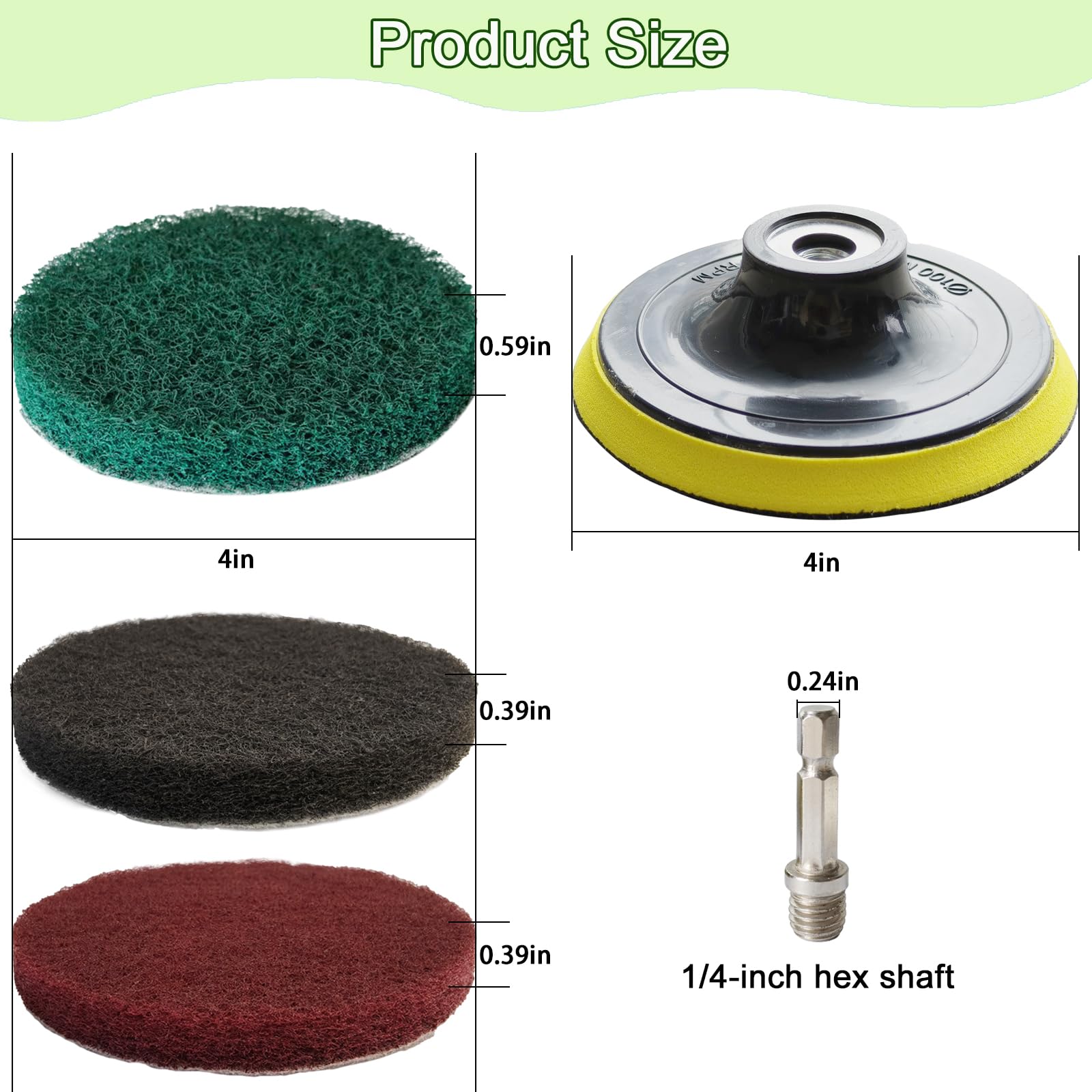 4 Inch Drill Brush Attachments for Cleaning Household Drill Brush Scrubber for Bathroom & Kitchen with Disc Pad Holder and Adapter?9 Scouring Pads?3