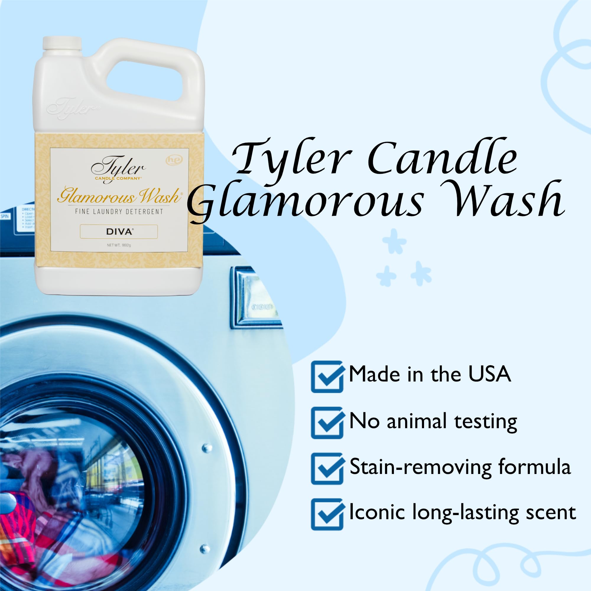 Lumintrail Tyler Glamorous Wash Diva Fine Laundry Detergent with Stain Remover Pen and Dryer Sachets - Liquid Detergent Designed for Clothing - Hand
