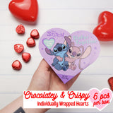 Disney Mickey, Minnie and Stitch Mini Heart Boxes with Chocolatey Candies, Valentines Candy Gift Set, 1.6 Ounces Each, Pack of 4