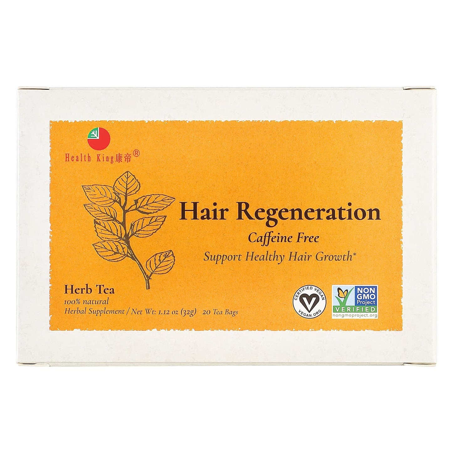 Health King Hair Regeneration Herb Tea, Teabags, 20 Count Box